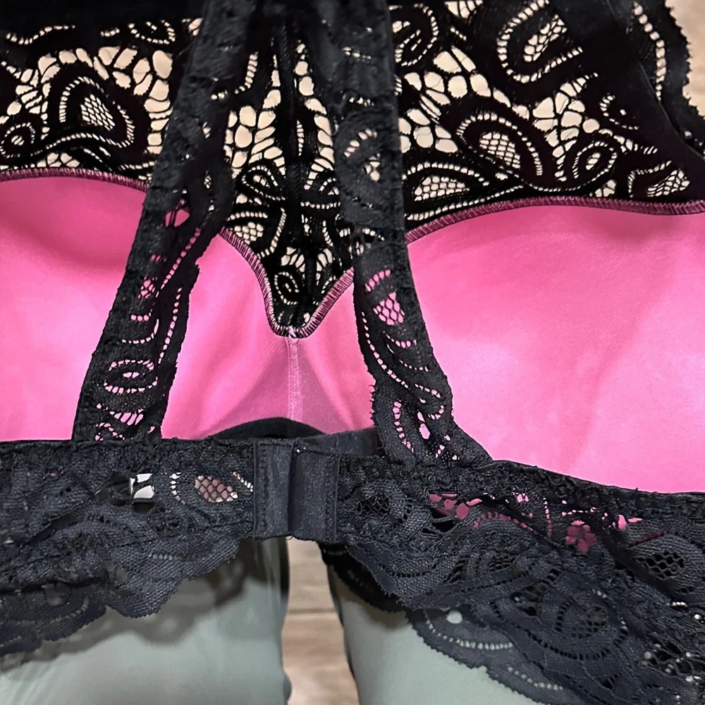 PINK Victoria's Secret Black Lace Bralette with Racerback